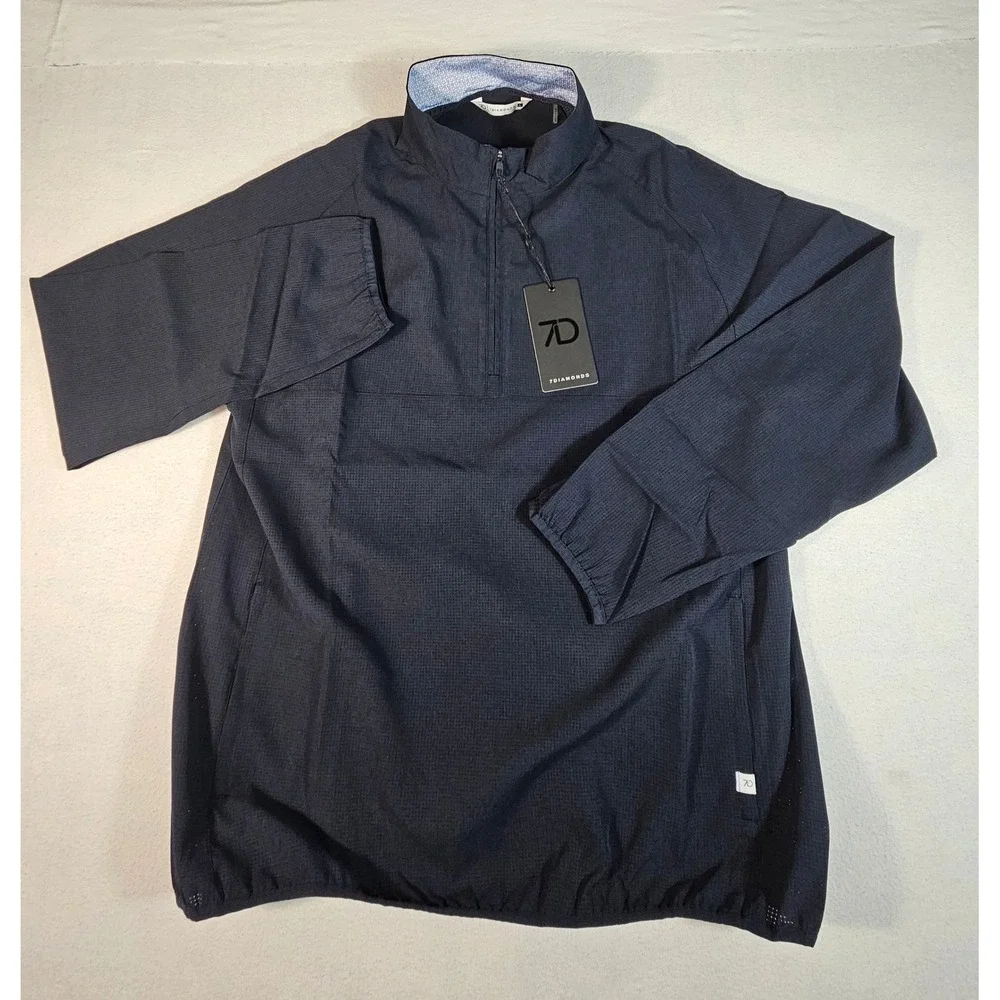 7Diamonds Oxygenate Quarter Zip Pullover Mens Large Navy Blue SPV-1026‎ NWT